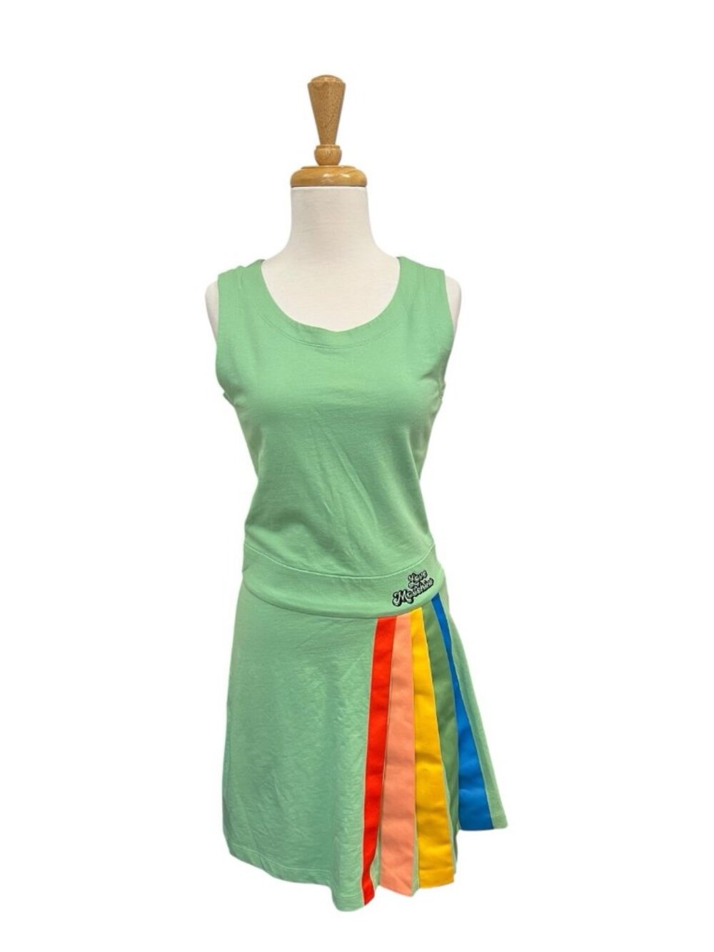 Love Moschino Green Pleated Tennis Dress Size 2 Rainbow